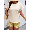 image:imageSOLY HUX Womens Plus Size 2 Piece Outfits Summer Printed Short Sleeve Blouse Tops and Shorts SetBeige and Yellow
