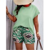 image:imageSOLY HUX Womens Plus Size 2 Piece Outfits Summer Printed Short Sleeve Blouse Tops and Shorts SetMulticolor Green