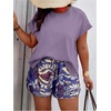 image:imageSOLY HUX Womens Plus Size 2 Piece Outfits Summer Printed Short Sleeve Blouse Tops and Shorts SetPurple
