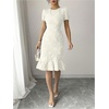 image:imageSOLY HUX Womens Puff Sleeve Ruffle Dress Elegant Jacquard Crew Neck Bodycon Going Out DressesApricot Floral