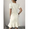 image:imageSOLY HUX Womens Puff Sleeve Ruffle Dress Elegant Jacquard Crew Neck Bodycon Going Out DressesApricot Floral