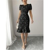 image:imageSOLY HUX Womens Puff Sleeve Ruffle Dress Elegant Jacquard Crew Neck Bodycon Going Out DressesBlack Floral