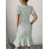 image:imageSOLY HUX Womens Puff Sleeve Ruffle Dress Elegant Jacquard Crew Neck Bodycon Going Out DressesGreen Floral