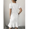 image:imageSOLY HUX Womens Puff Sleeve Ruffle Dress Elegant Jacquard Crew Neck Bodycon Going Out DressesWhite Floral