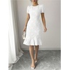 image:imageSOLY HUX Womens Puff Sleeve Ruffle Dress Elegant Jacquard Crew Neck Bodycon Going Out DressesWhite Floral