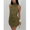image:imageSOLY HUX Womens Ruched Halter Mini Dress Tie Backless Bodycon Evening Party Cocktail DressesArmy Green