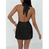 image:imageSOLY HUX Womens Ruched Halter Mini Dress Tie Backless Bodycon Evening Party Cocktail DressesBlack