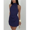 image:imageSOLY HUX Womens Ruched Halter Mini Dress Tie Backless Bodycon Evening Party Cocktail DressesDark Blue