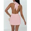 image:imageSOLY HUX Womens Ruched Halter Mini Dress Tie Backless Bodycon Evening Party Cocktail DressesDusty Pink