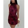 image:imageSOLY HUX Womens Ruched Halter Mini Dress Tie Backless Bodycon Evening Party Cocktail DressesMulticolor