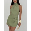 image:imageSOLY HUX Womens Ruched Halter Mini Dress Tie Backless Bodycon Evening Party Cocktail DressesPure Mint Green