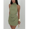 image:imageSOLY HUX Womens Ruched Halter Mini Dress Tie Backless Bodycon Evening Party Cocktail DressesPure Mint Green