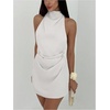 image:imageSOLY HUX Womens Ruched Halter Mini Dress Tie Backless Bodycon Evening Party Cocktail DressesSolid White