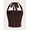 image:imageSOLY HUX Womens Y2K Ruched Halter Crop Top Cute Tie Back Sleeveless Slim Fit Cami Crop Tank TopsCoffee Brown