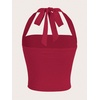 image:imageSOLY HUX Womens Y2K Ruched Halter Crop Top Cute Tie Back Sleeveless Slim Fit Cami Crop Tank TopsPlain Red