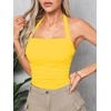 image:imageSOLY HUX Womens Y2K Ruched Halter Crop Top Cute Tie Back Sleeveless Slim Fit Cami Crop Tank TopsPlain Yellow
