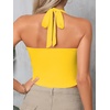 image:imageSOLY HUX Womens Y2K Ruched Halter Crop Top Cute Tie Back Sleeveless Slim Fit Cami Crop Tank TopsPlain Yellow
