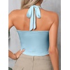 image:imageSOLY HUX Womens Y2K Ruched Halter Crop Top Cute Tie Back Sleeveless Slim Fit Cami Crop Tank TopsPure Light Blue