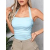 image:imageSOLY HUX Womens Y2K Ruched Halter Crop Top Cute Tie Back Sleeveless Slim Fit Cami Crop Tank TopsPure Light Blue