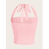 image:imageSOLY HUX Womens Y2K Ruched Halter Crop Top Cute Tie Back Sleeveless Slim Fit Cami Crop Tank TopsPure Pink