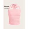 image:imageSOLY HUX Womens Y2K Ruched Halter Crop Top Cute Tie Back Sleeveless Slim Fit Cami Crop Tank TopsPure Pink