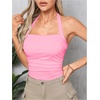 image:imageSOLY HUX Womens Y2K Ruched Halter Crop Top Cute Tie Back Sleeveless Slim Fit Cami Crop Tank TopsRose Pink
