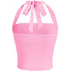 image:imageSOLY HUX Womens Y2K Ruched Halter Crop Top Cute Tie Back Sleeveless Slim Fit Cami Crop Tank TopsRose Pink