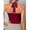 image:imageSOLY HUX Womens Y2K Ruched Halter Crop Top Cute Tie Back Sleeveless Slim Fit Cami Crop Tank TopsSolid Burgundy