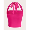 image:imageSOLY HUX Womens Y2K Ruched Halter Crop Top Cute Tie Back Sleeveless Slim Fit Cami Crop Tank TopsSolid Hot Pink