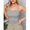 image:imageSOLY HUX Womens Y2K Ruched Halter Crop Top Cute Tie Back Sleeveless Slim Fit Cami Crop Tank TopsSolid Light Grey