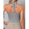 image:imageSOLY HUX Womens Y2K Ruched Halter Crop Top Cute Tie Back Sleeveless Slim Fit Cami Crop Tank TopsSolid Light Grey