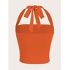 image:imageSOLY HUX Womens Y2K Ruched Halter Crop Top Cute Tie Back Sleeveless Slim Fit Cami Crop Tank TopsSolid Orange
