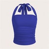 image:imageSOLY HUX Womens Y2K Ruched Halter Crop Top Cute Tie Back Sleeveless Slim Fit Cami Crop Tank TopsSolid Royal Blue