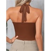 image:imageSOLY HUX Womens Y2K Ruched Halter Crop Top Cute Tie Back Sleeveless Slim Fit Cami Crop Tank TopsSolid Rust Brown