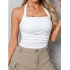 image:imageSOLY HUX Womens Y2K Ruched Halter Crop Top Cute Tie Back Sleeveless Slim Fit Cami Crop Tank TopsSolid White