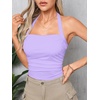 image:imageSOLY HUX Womens Y2K Ruched Halter Crop Top Cute Tie Back Sleeveless Slim Fit Cami Crop Tank TopsViolet Purple