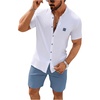 image:imageSOLY HUX Mens Casual Tracksuit Button Down Shirt and Drawstring Waist Short Sets Summer 2 Piece OutfitsWhite and Dusty Blue
