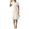 image:imageSOLY HUX Womens Puff Sleeve Ruffle Dress Elegant Jacquard Crew Neck Bodycon Going Out DressesApricot Floral