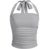 image:imageSOLY HUX Womens Y2K Ruched Halter Crop Top Cute Tie Back Sleeveless Slim Fit Cami Crop Tank TopsSolid Light Grey