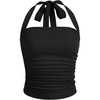image:imageSOLY HUX Womens Y2K Ruched Halter Crop Top Cute Tie Back Sleeveless Slim Fit Cami Crop Tank TopsSolid Plain Black