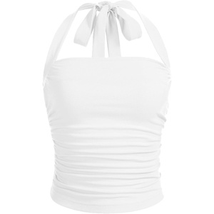 image:imageSOLY HUX Womens Y2K Ruched Halter Crop Top Cute Tie Back Sleeveless Slim Fit Cami Crop Tank TopsSolid White